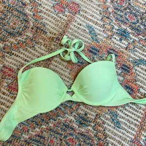 Neon green bikini top with cutout